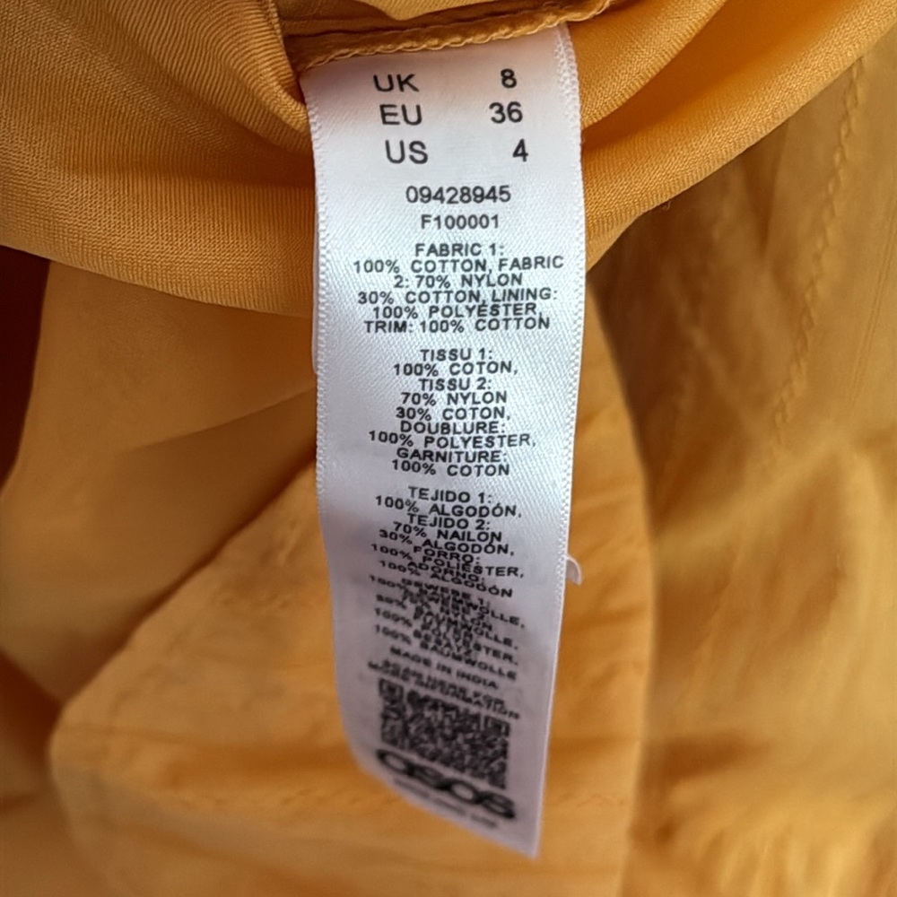 ASOS Mustard Yellow Cotton Dress - Picture 8 of 9